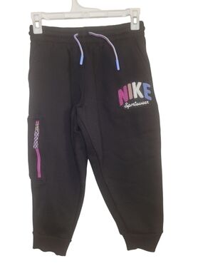 Nike Kids Black Sweatpants with Pink & Blue Logo